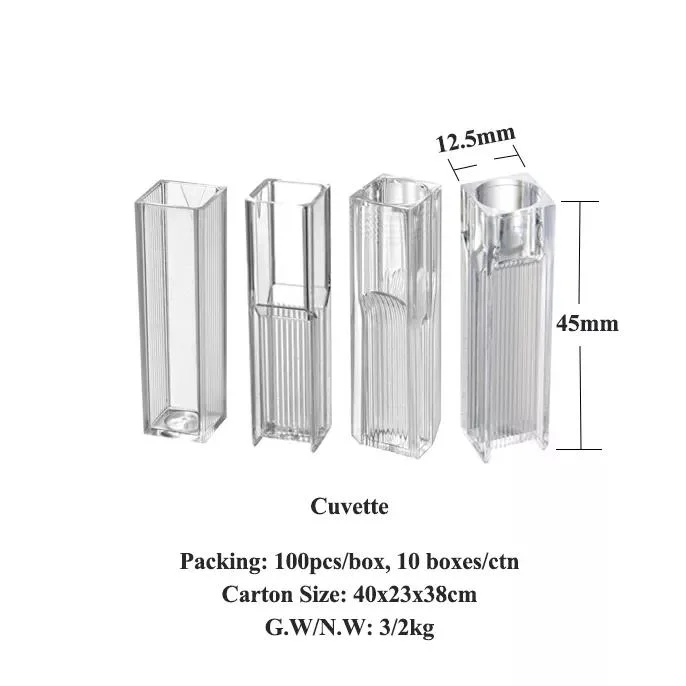 Laboratory Plastic Colorimeter Reaction Cuvette Sample Cup for Spectrophotometer Cuvette