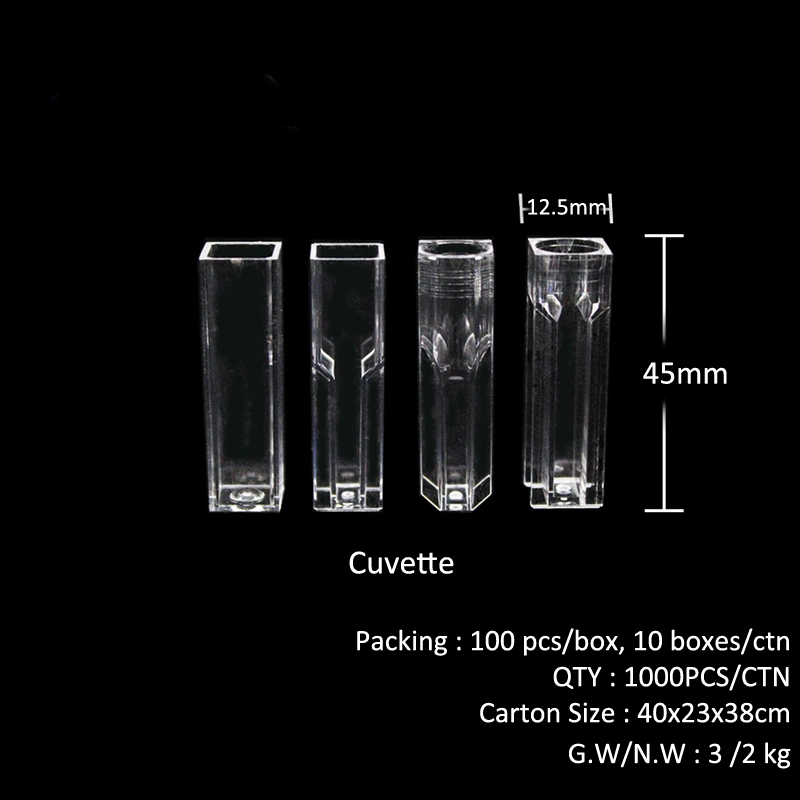 Spectrophotometry 1.5ml Sample Reaction Cup Two Sides Light Plastic Micro Cuvette