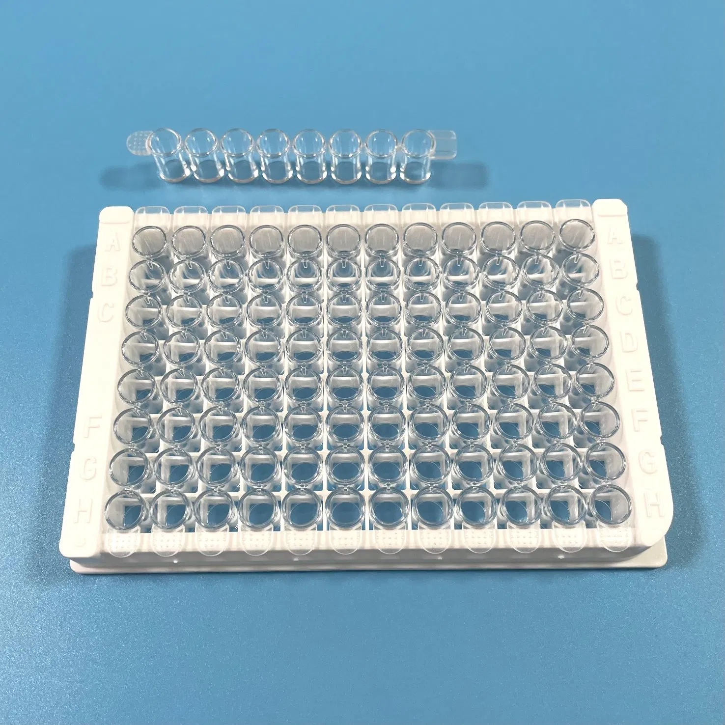 플라스틱 흰색 분리형 96웰 엘리사 플레이트 플랫 바닥 8스트립 마이크로플레이트